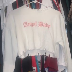 F21 Angel Baby cropped sweater